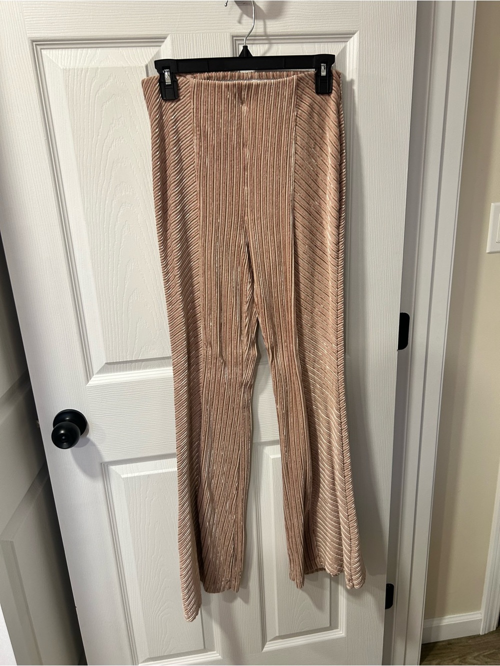 Free People Blush Pleated Velvet Flare Pants